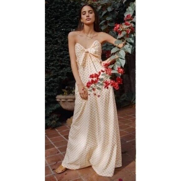 BHLDN Anthropologie Significant Other Maxi Dress 6 Adelle Sunflower Strapless - Picture 1 of 13